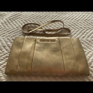 Michael Kors leather clutch light gold